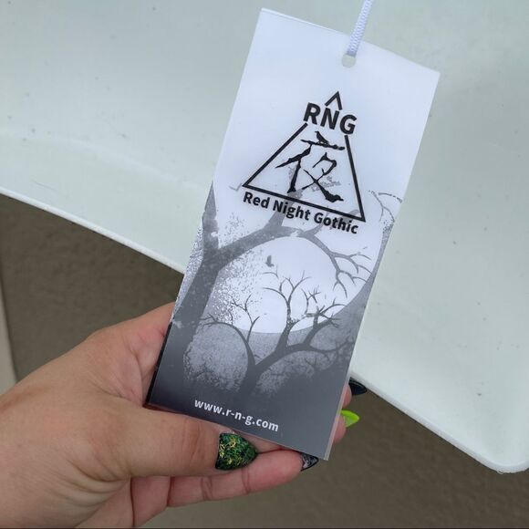 NWT Red night gothic reflective neon buckle bra Sz M costume cosplay EDM RAVE - Picture 3 of 9